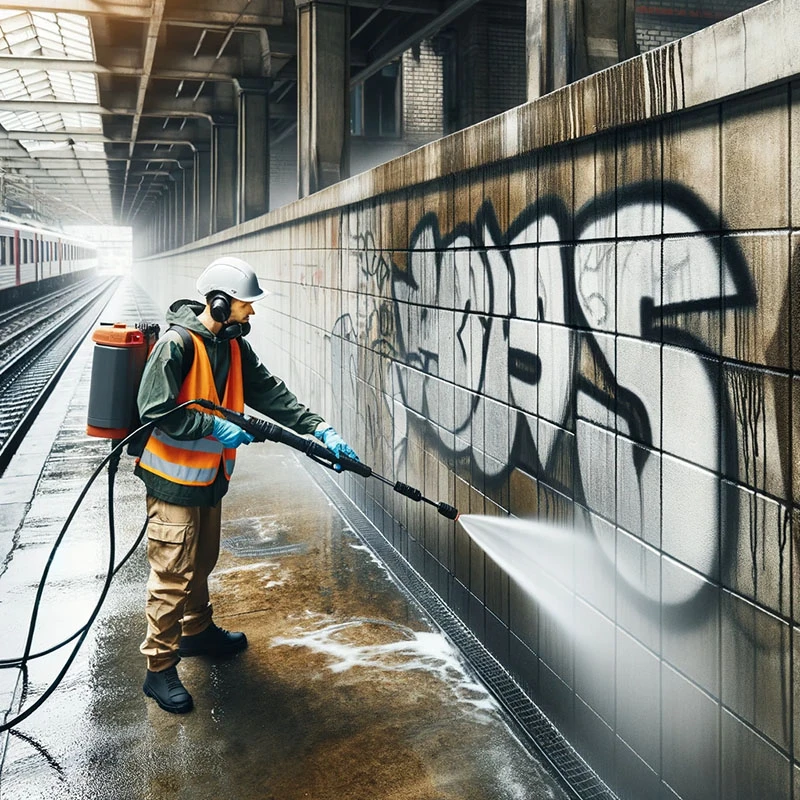 Graffiti cleaned from a train station with GSR