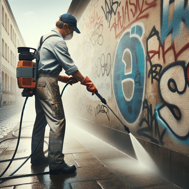 GSR removing graffiti from a wall