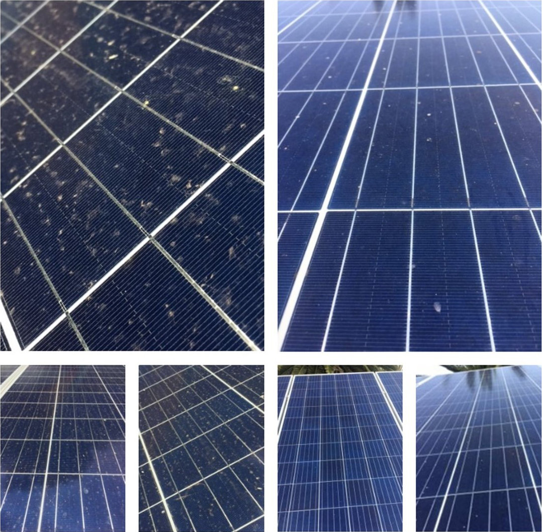 Solar panel before and after cleaning with GSR X-Stain Remover
